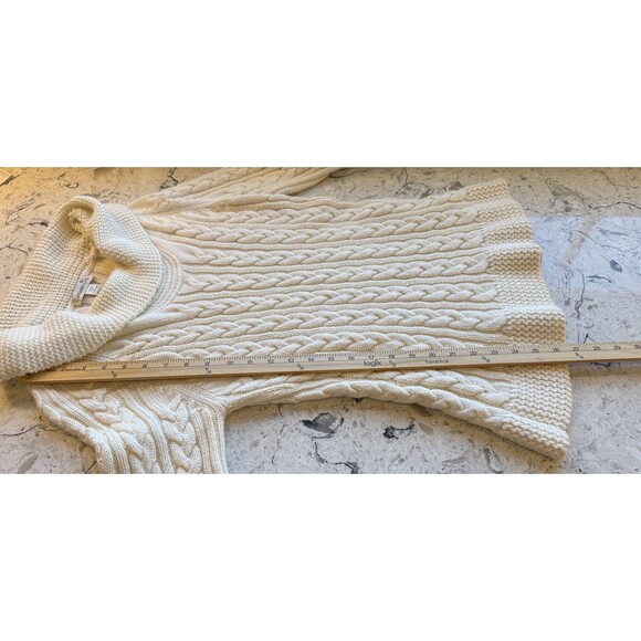Coldwater Creek Cable Knit Cowl Neck Sweater Large Cream Wool Blend Elbo… - Picture 6 of 8